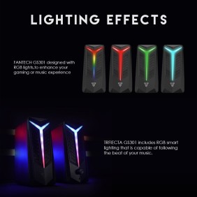 Fantech GS301 TRIFECTA: Bluetooth and Wired RGB Gaming & Music Speaker, USB Powered Gaming & Music Speaker with RGB Lighting