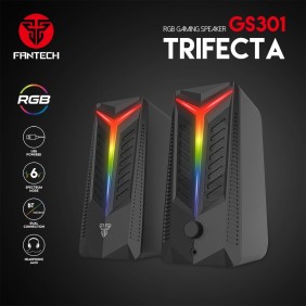 Fantech GS301 TRIFECTA: Bluetooth and Wired RGB Gaming & Music Speaker, USB Powered Gaming & Music Speaker with RGB Lighting