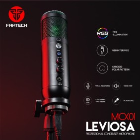 Fantech LEVIOSA MCX01: Professional RGB Condenser Microphone For Streamer or Youtuber, USB Interface