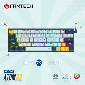 Fantech MIZU Edition MK874V2 - ATOM63, Pro Wired Mechanical Keyboard with RGB Lighting Sky Blue