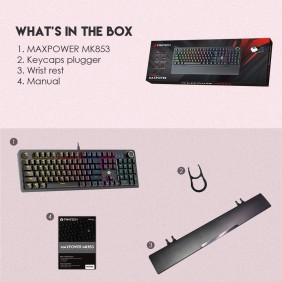 Fantech MK853 MAXPOWER, Pro Wired Mechanical Keyboard with RGB Lighting & Comfortable with wrist rest  Pink