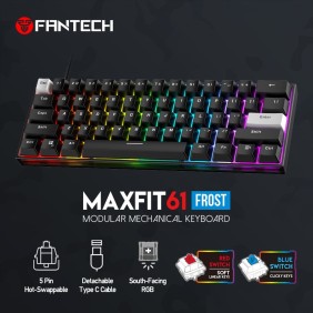 Fantech MK857 MAXFIT61, Wired Modular Mechanical Gaming Keyboard with RGB Lighting