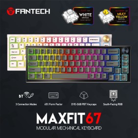 Fantech MK858 MAXFIT67, 3 Modes: Bluetooth, Wireless & Wired, Rechargeable Built-in Battery, Modular Mechanical Gaming Keyboard