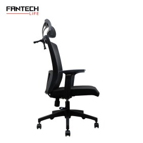 Fantech OC-A258: Ergonomic & Heavy-Duty Office Chair with Lumbar Support, Adjustable Headrest & Built-in Jacket Holder Black