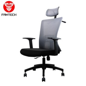 Fantech OC-A258: Ergonomic & Heavy-Duty Office Chair with Lumbar Support, Adjustable Headrest & Built-in Jacket Holder Grey