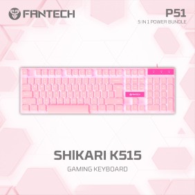 Fantech P51 Gaming Set 5in1: Keyboard + Mouse + Mousepad + Headset + Stand Headset, RGB Lighting, Gaming Bundle (Pink)