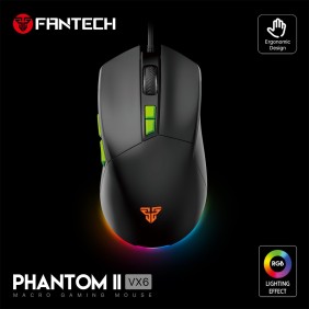 Fantech VX6 PHANTOM II, Advanced Sensor 7200DPI, RGB Lighting, PRO Wired Gaming Mouse