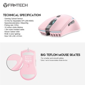 Fantech VX7 CRYPTO, Advanced Sensor 8000DPI, RGB Lighting, Wired Gaming Mouse