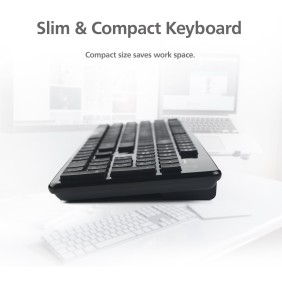 Micropack KM-236W Elegant Wireless Combo Keyboard & Mouse, Ultra Slim, Durable Structure & Stable Performance Black