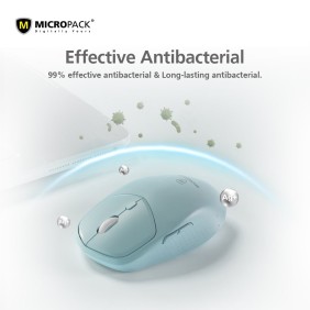 Micropack Speedy Lite M-726W, Antibacterial Silent Wireless Mouse, 1600DPI, Durable Design & Stable Performance Light Blue