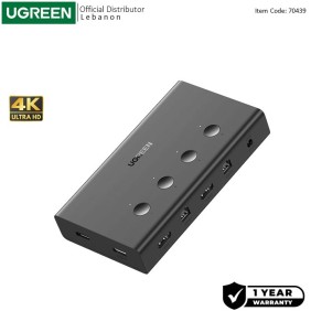 UGREEN 4K 4Ports HDMI KVM Switch Box, Control 4 PC’s Sharing Single Monitor and 4 USB-A Port - CM293 70439