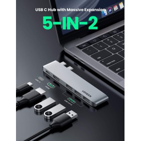 UGREEN 5-in-2 USB-C HUB Docking Station Adapter for MacBook Pro/air, 4k HDMI + 3xUSB3.0 + USB-C Power Delivery Port -CM251 60559