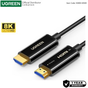 UGREEN 8K HDMI 2.1 Male to Male Fiber Optic Cable, Premium Quality, Flexible, Available in 40M, 50M - HD141 50400 50500