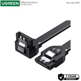 UGREEN 90 degree Angled, SATA 3.0 Data Cable for 3.5 & 2.5 SSD/ HDD, 6GBps Speed, 0.5Meter - US217 30797