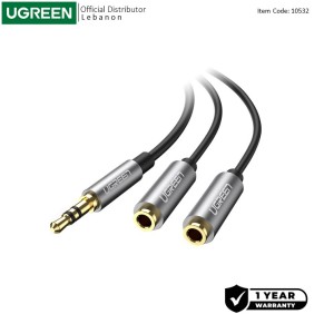 UGREEN Audio Cable Spliter 3.5mm male to 2 female 3.5mm Braid - AV123 10532