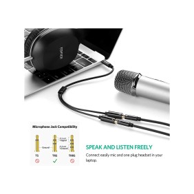 UGREEN Audio Cable Splitter 3.5mm male to 2 female 3.5mm Braid, Connects Audio + Mic at the Same Time - AV141 30620