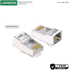 UGREEN Cat6 Connector Ethernet, Set 10pcs Cat6 Shielded Crystal Head RJ45 -NW111 20333