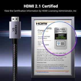 UGREEN Certified 8K HDMI 2.1 Male to Male Braided Cable, up to 244HZ, Designed for Game Lovers - HD171 25908 25911 35376