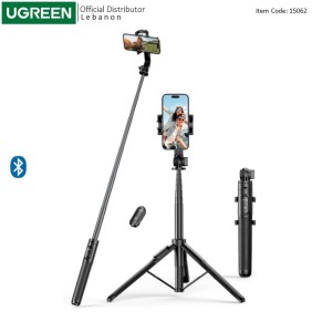 UGREEN Dual Function Selfie Stick & Tripod with Bluetooth Remote, Adjustable Height form 30.5cm to 157cm - LP586 15062