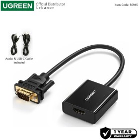 UGREEN Full HD, VGA Male to HDMI Female Adapter Cable with 3.5mm Audio - CM513 50945