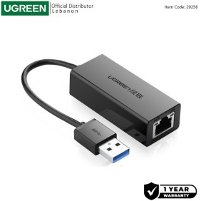 UGREEN USB 3.0 A Gigabit Ethernet Adapter - RJ45 LAN 10/100/1000Mbps - CR111 20256