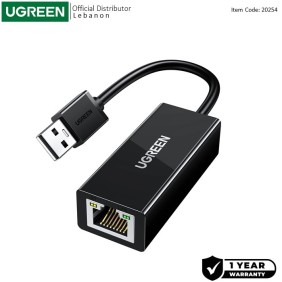 UGREEN USB-A to Ethernet Adapter - RJ45 LAN 10/100 Mbps - CR110 20254