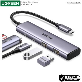 UGREEN USB-C Hub to 4 Ports, 2 USB-C + 2 USB3.0, Stable and Secure - CM473 15395