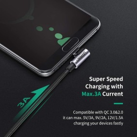 UGREEN USB-A to Angled USB-C Braided Cable & Aluminum Body, Fast Charge, 2M - US284 50942